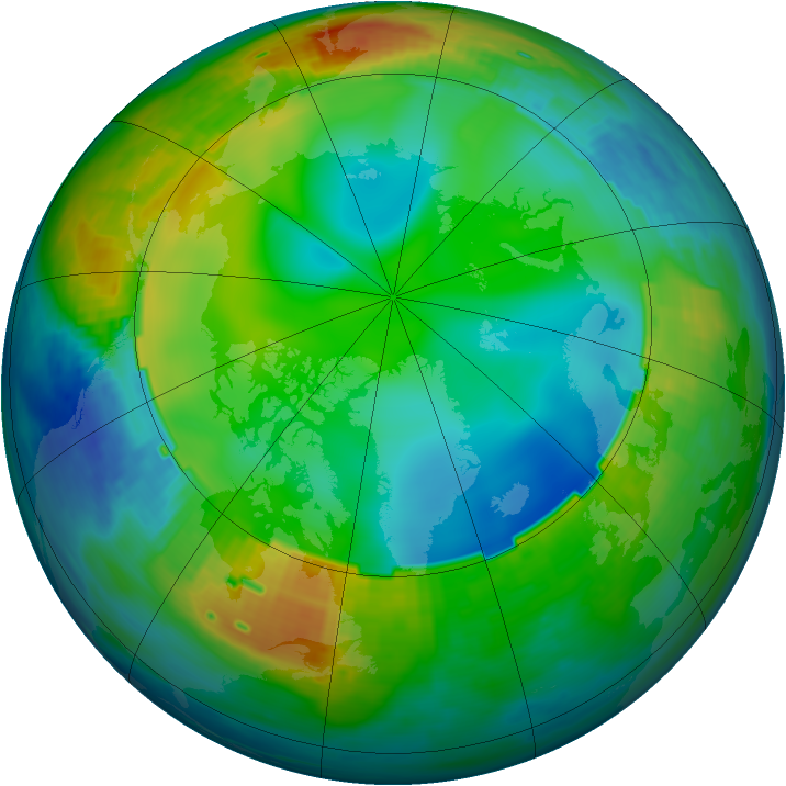 Arctic ozone map for 11 December 1988